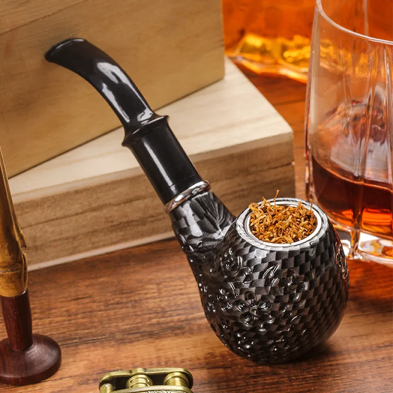 

Popular Engraved Tobacco pipe Large sized Men handcrafted Smoking Pipe Personalized Portable dry Tobacco filter Accessory Gift