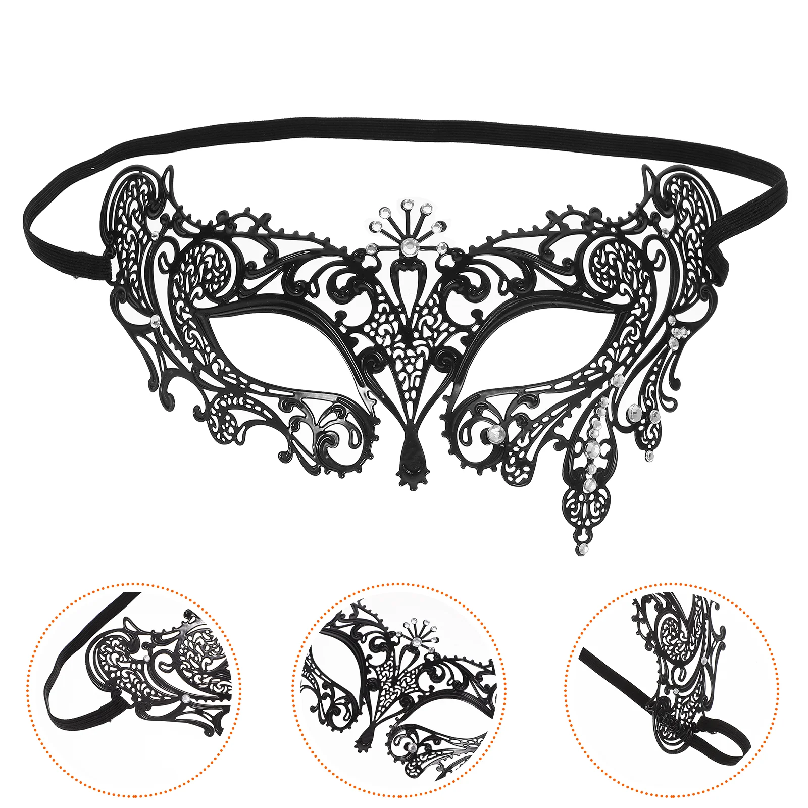 

Fashion Luxury Venetian Style Metal Filigree Masquerade Mask for Wedding /Party /Festival (Black)