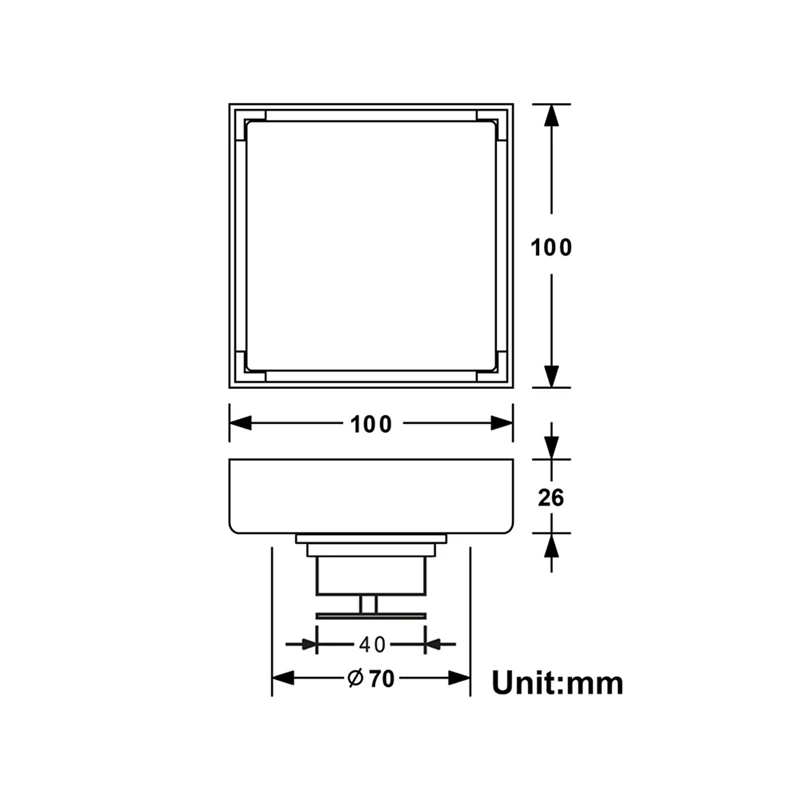 SEWS-Tile Insert Square Stainless Steel Floor Drain 100X100mm Waste Grates Bathroom Invisible Shower Drain Odor-Proof