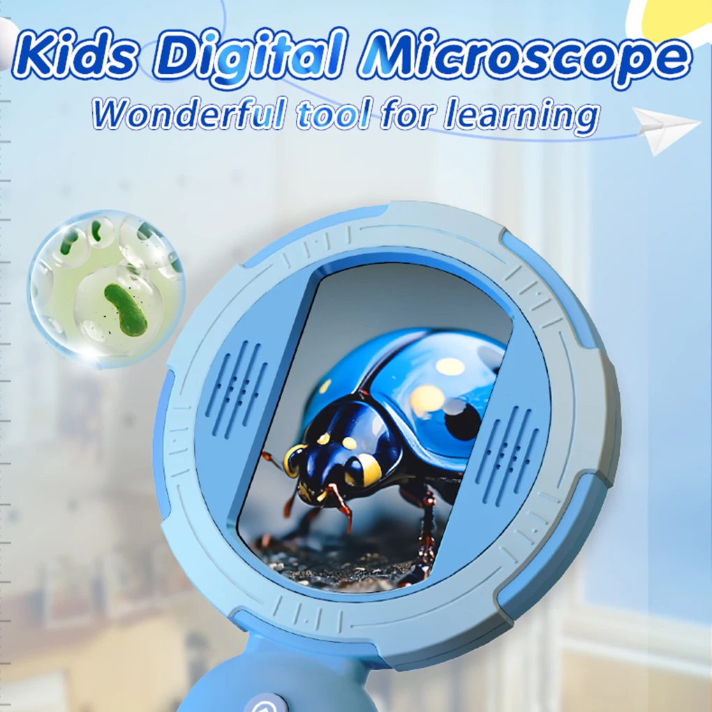 Kid Portable IPS Screen Display Handheld High Definition Microscope Children Digital Microscope Built-in 8 LED Adjustable Lights