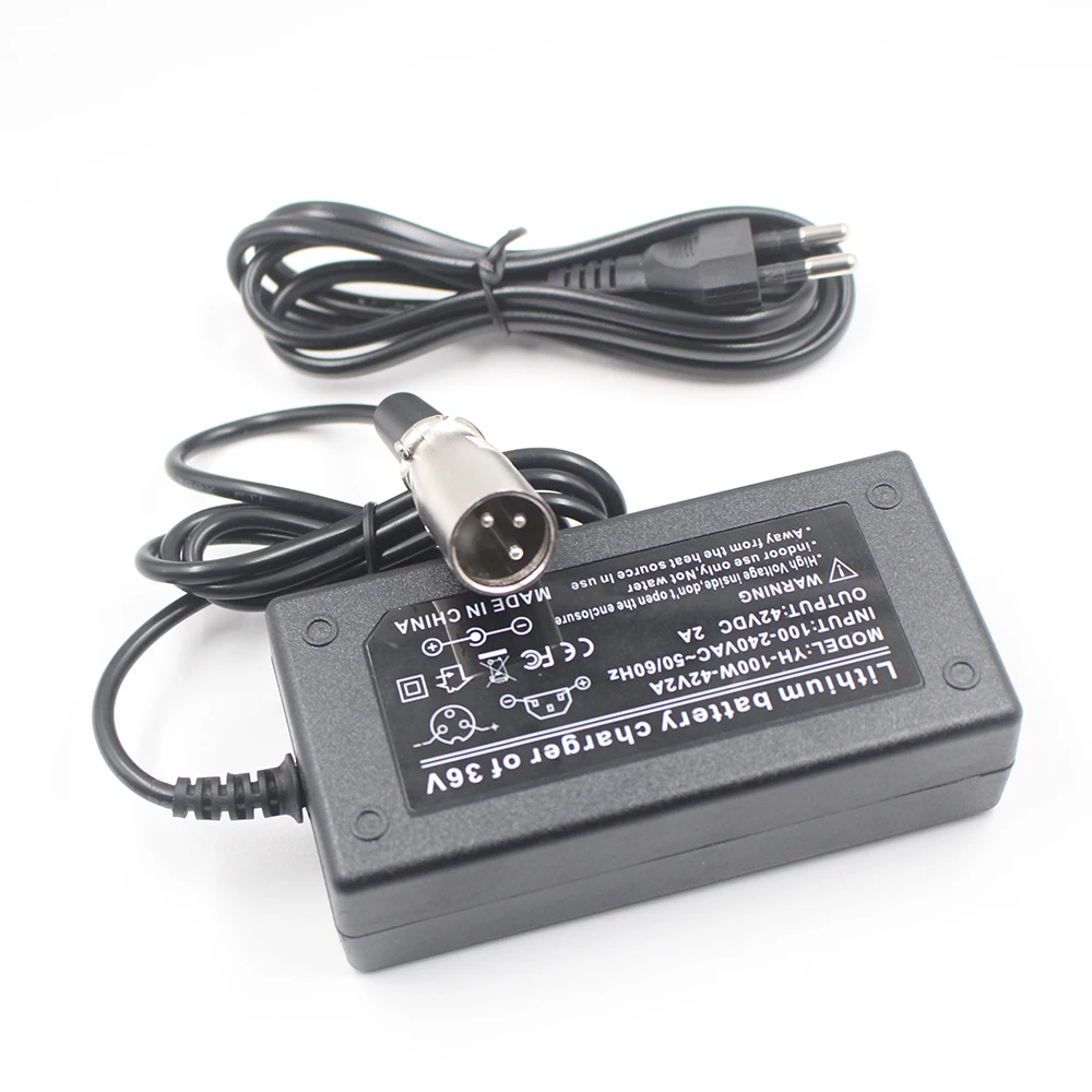 42V 2A 42V2A  Charger For 36V 18650 Lithium Battery Pack With 3-Pin XLR Socket Connector EU US AU UK