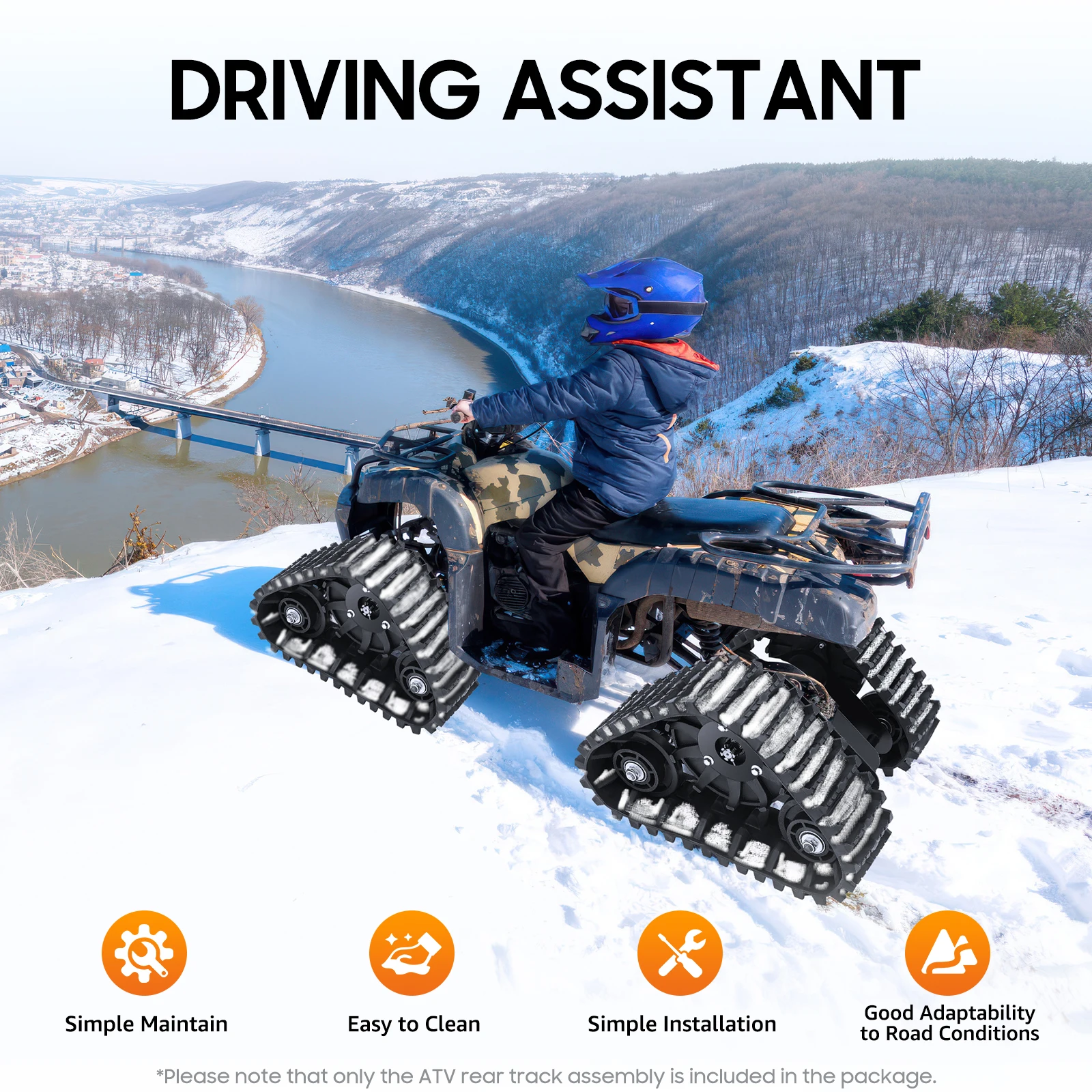 المحور الخلفي ATV مع عجلات مثلثة قابلة للدوران - معدن عالي الجودة، سطح إطار كبير لتحسين الاحتكاك، قرص فرامل لـ #5