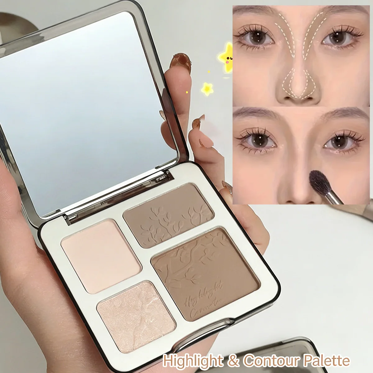 Natural Stereoscopic Face Powder Palette Matte Bronzer Contour Shading Multifunctional Highlighter Cosmetic Blush Gift