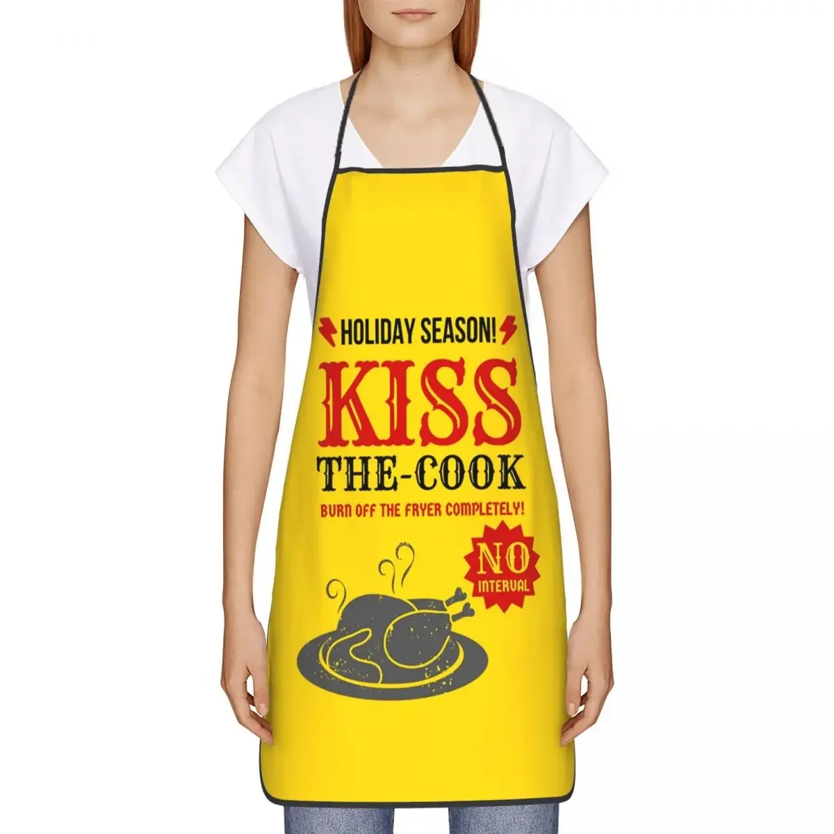 KISS The Cook Funny Apron for Women Men Adult Unisex Kitchen Chef Bib Tablier Cuisine Cooking Baking Gardening