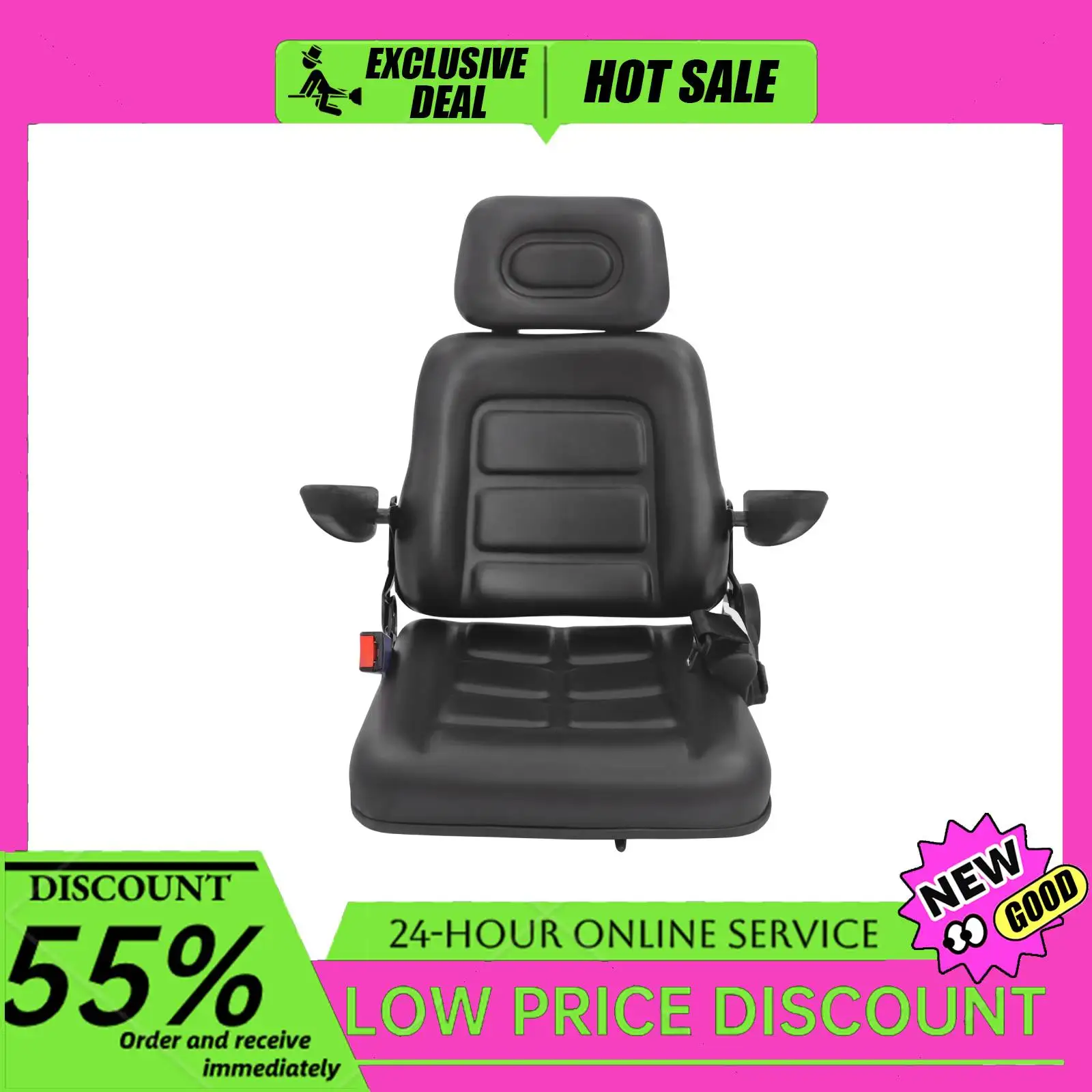 

Универсальное регулируемое сиденье для трактора, эргономичное сиденье из ПВХ с подлокотниками, сверхмощное сиденье для сельскохозяйственной техники