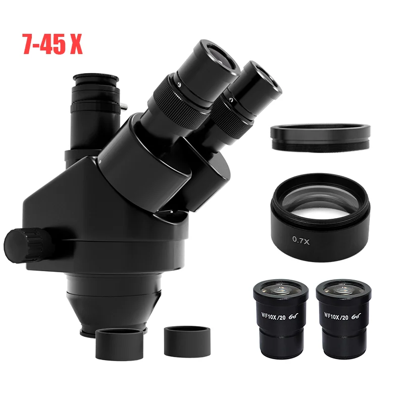 Imagem -02 - Kailiwei Simul-focal Trinocular Zoom Cabeça Estéreo Microscópio Lente Objetiva Auxiliar Barlow 7x45x 3.5x-90x 180x 0.5x 0.7x 2.0x