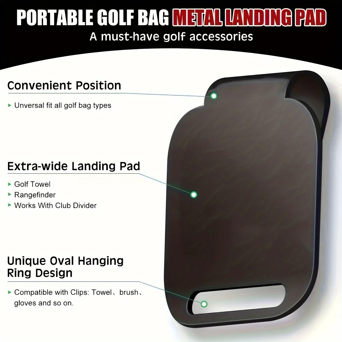 وسادة هبوط حقيبة الجولف المغناطيسية (9*8 سم) لمنشفة الجولف المغناطيسية، محدد المدى للجولف، قارورة الجولف، مكبر صوت الجولف - الوصول السريع إلى G المغناطيسي #1