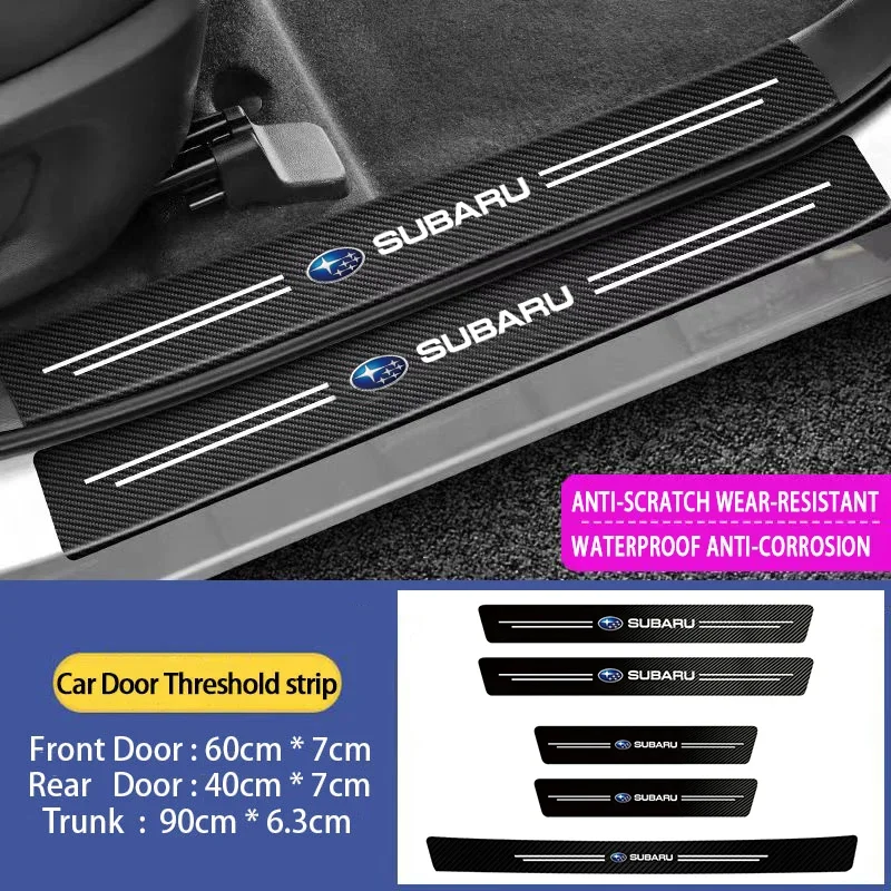 شعار السيارة عتبة الباب حامي ملصقات ألياف الكربون عتبة قطاع لسوبارو WRX STI فورستر تريبيكا ليفورج امبريزا XV Outback #2