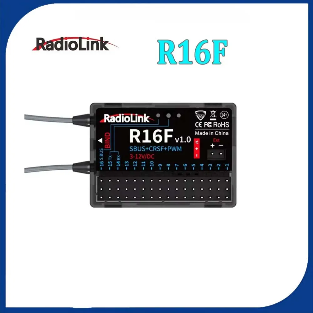 

Radiolink R16F RC Receiver 16 Channle 2.4G Gyro Car Voltage Transmission Telemetry 600m Long Range RX for RC Car Boat Airplane