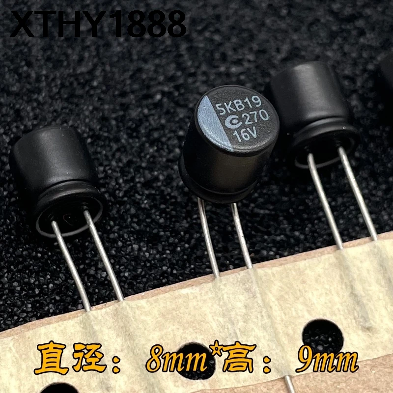 10PCS 5KB19 270uf 16v 16v 270uf black high temperature resistant direct plug solid capacitor 8x9