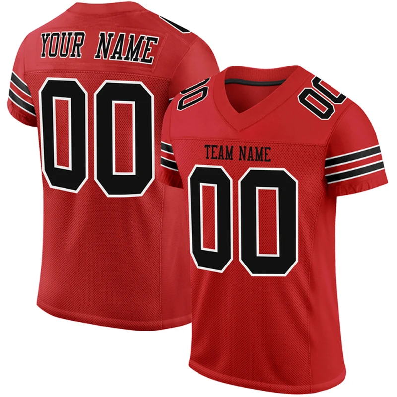 Red Series Customized Football for Men Jersey Personlized Sew Team Football Short Sleeves Athletic Tee Shirts Unisex Top