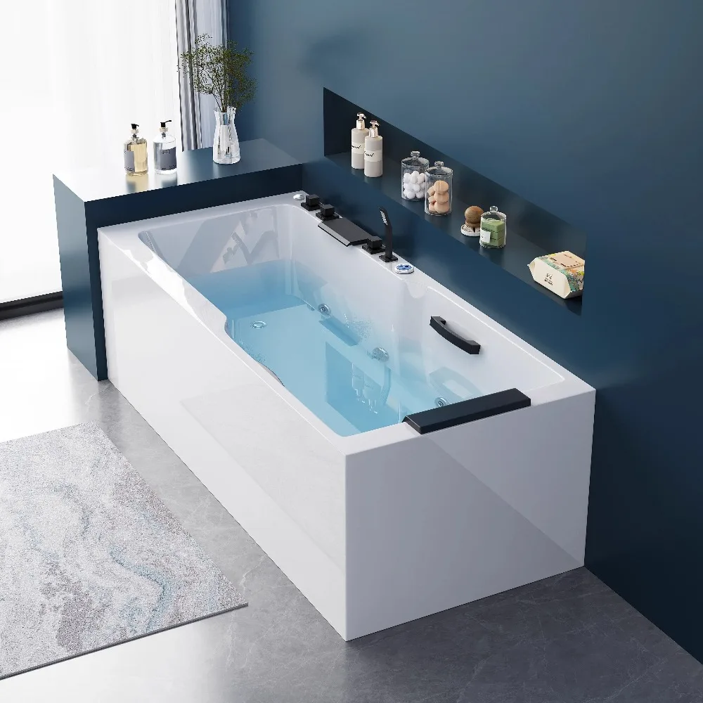 New Freestanding Acrylic Whirlpool Massage Bathtub, Luxury Spa Tub for Home Villa Hotel B&B, Modern Heated Jacuzzi Indoor Use image 2