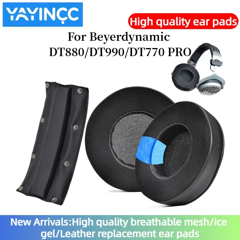 

YAYINCC Replacement Ice gel Ear Pads / Head beam cushion For Beyerdynamic DT880/DT990/DT770 PRO Headphone Softer Earpads