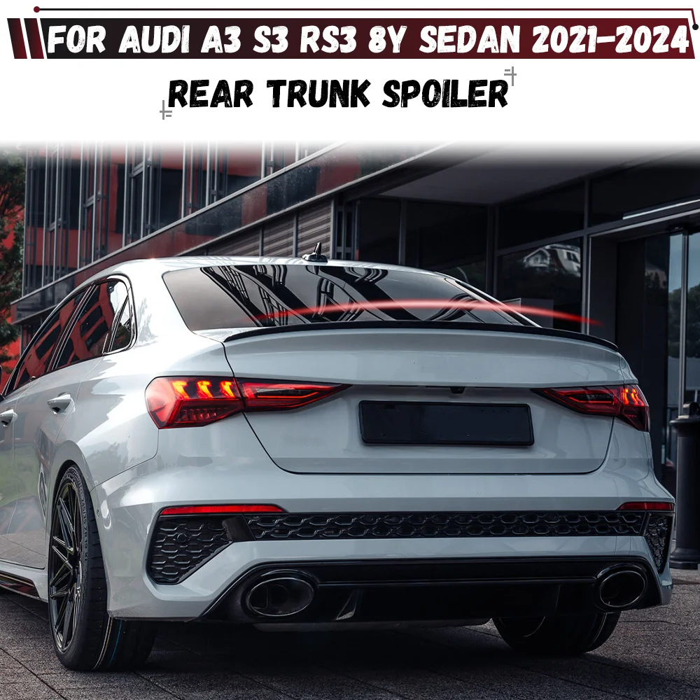

Rear Roof Boot Trunk Spoiler Tail Wing Lip Body Kit Tuning For Audi A3 S3 RS3 8Y Sedan 2021 2022 2023 2024