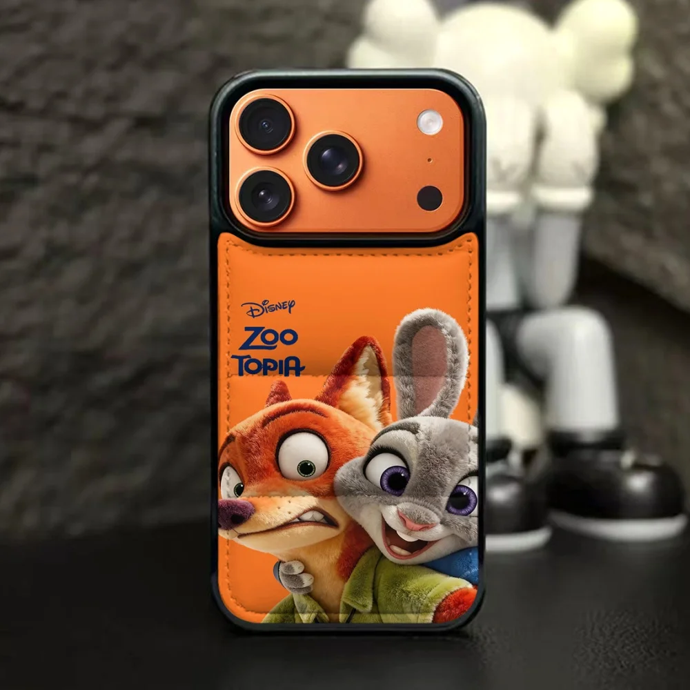 Casing Ponsel Jaket Trendi Bertema Disney Zootopia untuk 17 16 15 14 13 12 11 Pro Max Air 16 Plus Sampul Ponsel Warna Kontras