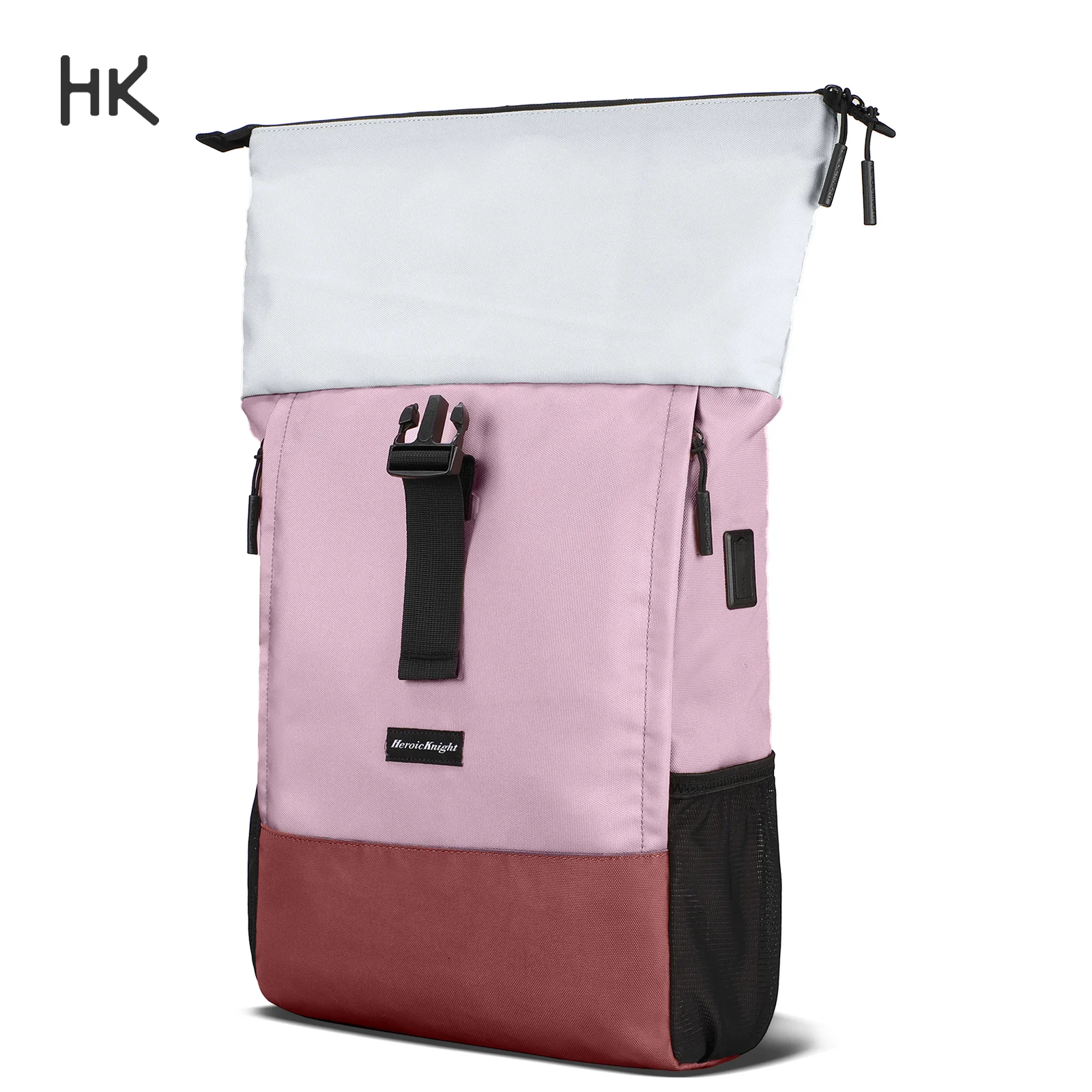 

Рюкзак HK Roll-Top для путешествий, большой вместимости, для ноутбука 15,6 дюймов, стильный женский школьный рюкзак с USB, водонепроницаемый