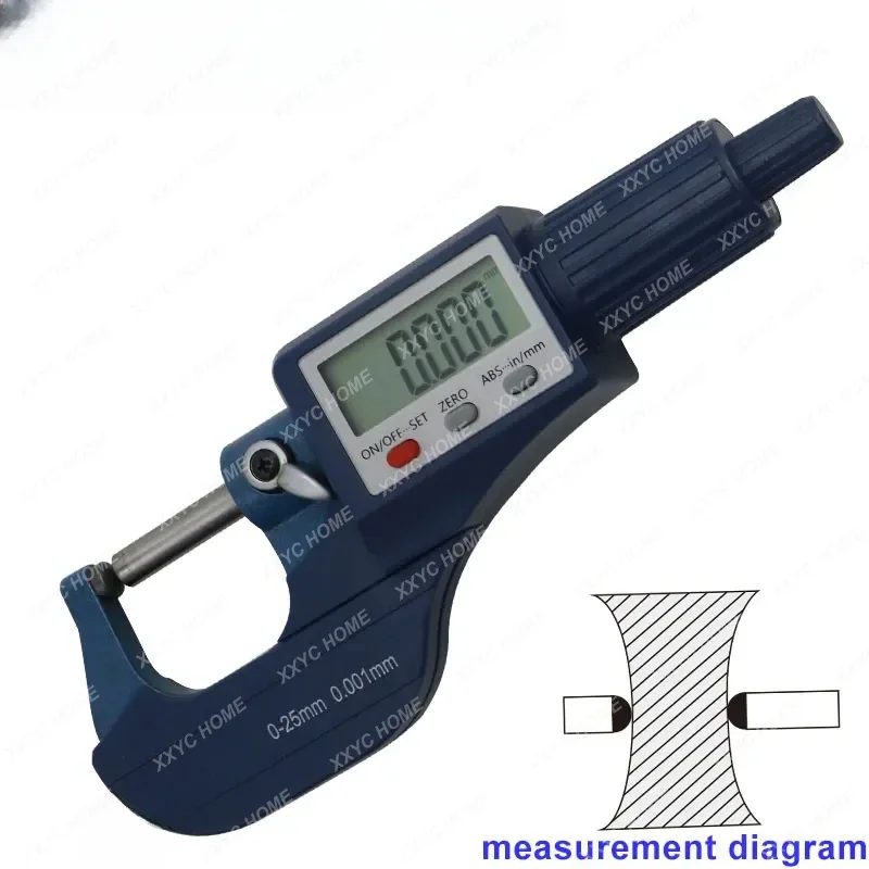 Shahe New Double Round Head Tube Micrometer Digital 0-25/25-50/50-75/75-100 mm Tube Micrometer Caliper Measuring Tools