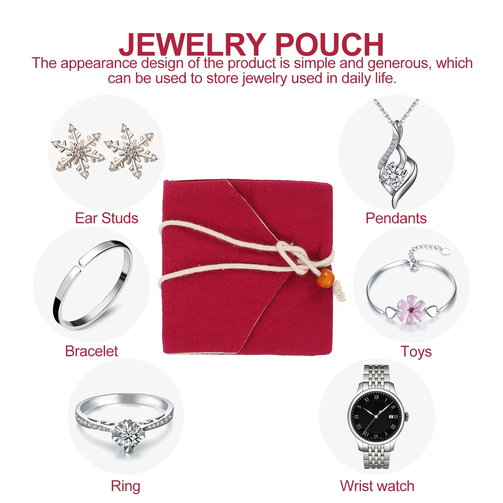 

2Pcs Jewelry Pouches Retro Design Bags Easy Carry Strings Perfect for Wedding Birthday Trade Packing Bags