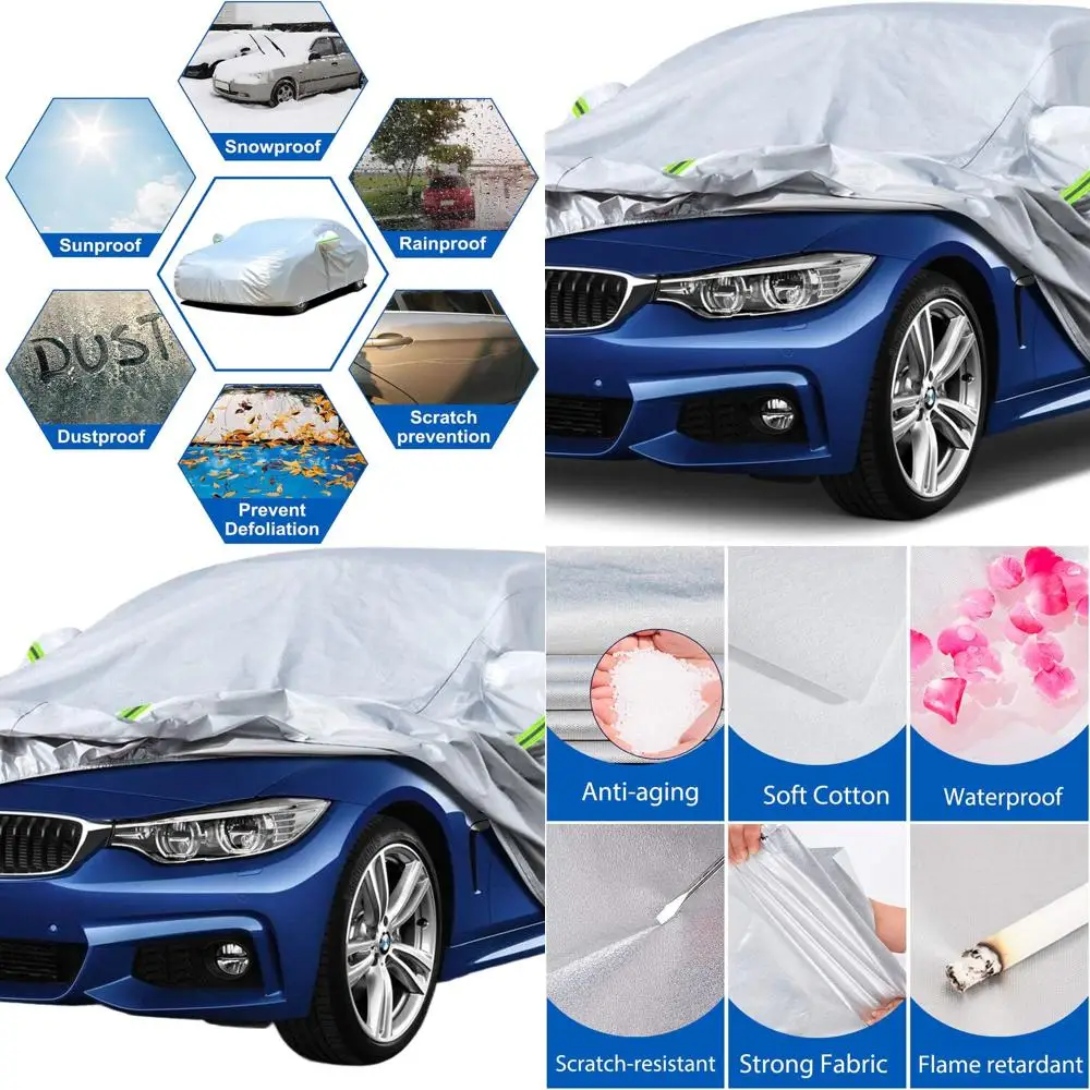 غطاء سيارة عالمي مقاوم للماء مكون من 6 طبقات للحماية الخارجية - يناسب سلسلة BMW 3، Toyota Corolla، Civic، Chevy Cruze (178-185 i #1