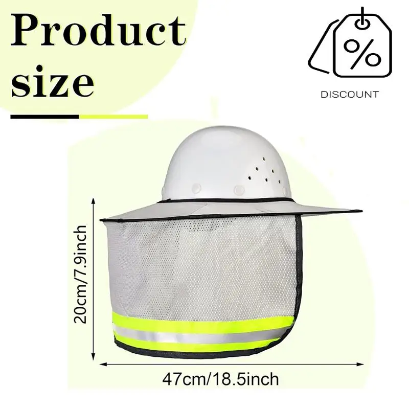 Set di protezione solare e collo ad alta visibilità da 2 pezzi per elmetti protettivi, include rete a tesa intera e sciarpa per il viso Bandana-Y48A