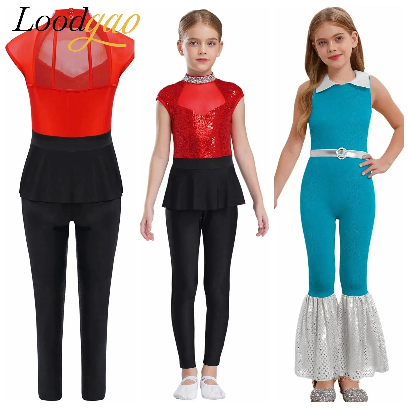

Kids Girls Disco Jumpsuit Party Dance Leotard Hippie Costume 60s 70s Party Flares Pants Outfits Shiny Stage Performance Clothes