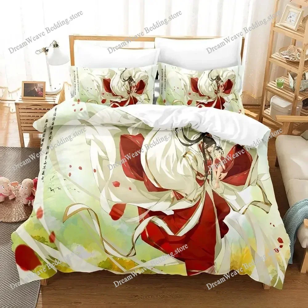 Heaven Official's Blessing Tian Guan Ci Fu Bedding Set Cartoon Anime Adult Kid Bedroom Duvetcover Sets 3D Kawaii Home Textile963