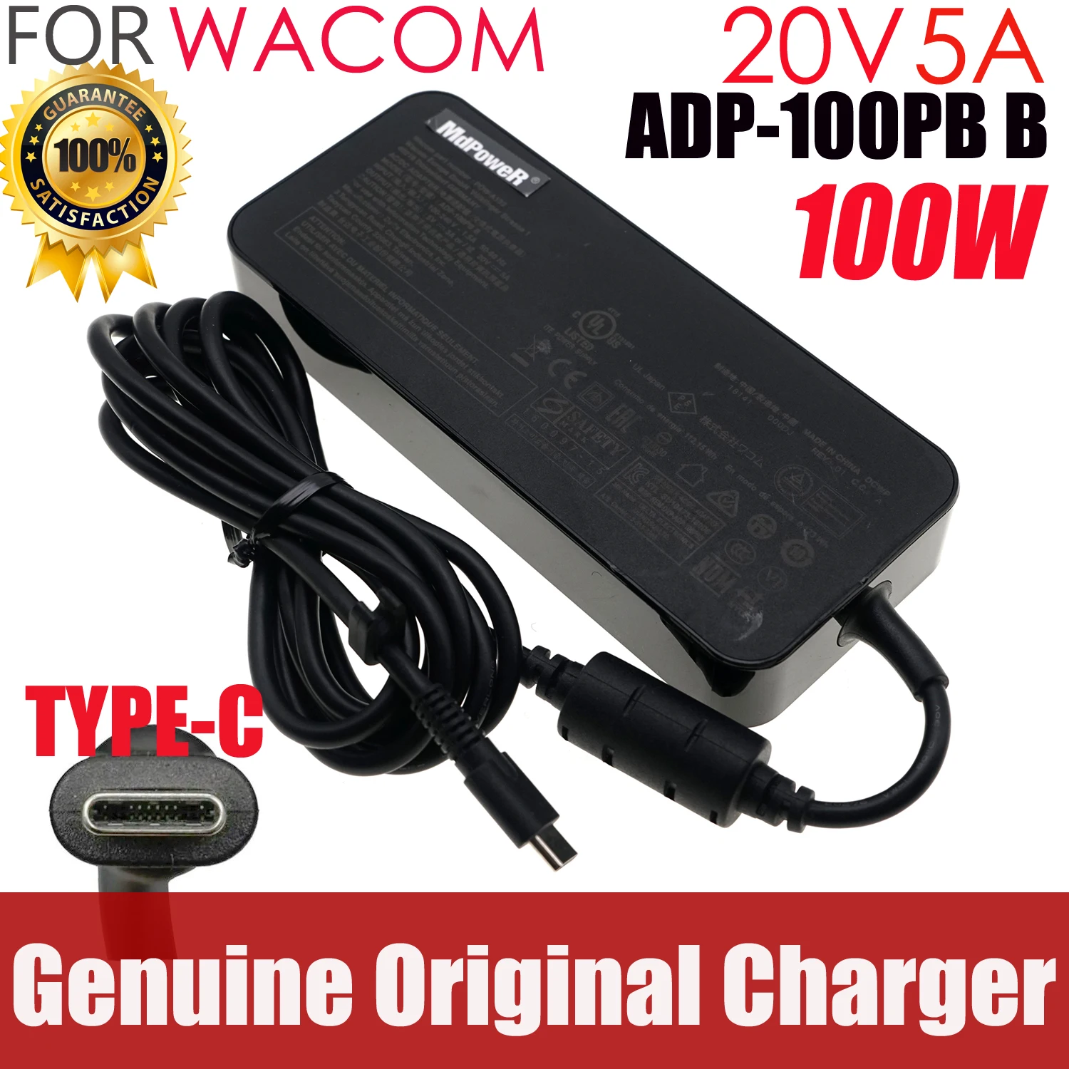 

Genuine ADP-100PB B AC Adapter 20V 5A 100W for WACOM DTH W1620 W1320 Mobile Studio Pro DTH-W1620H-UK USB-C Type-C Charger