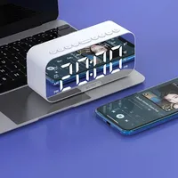 Desktop Electronic Alarm Clock Bluetooth wireless audio mini LED mirror digital clock mobile phone speaker gift stereo FM radio