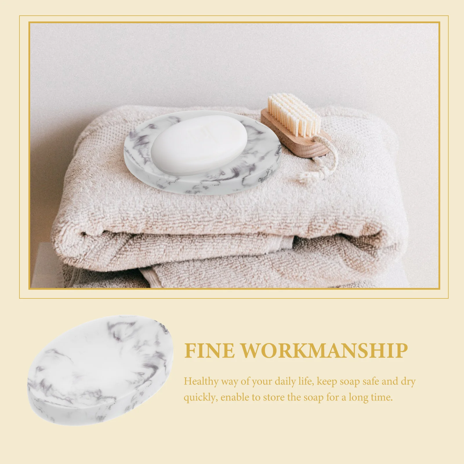 

Resin Soap Dish Marble Design Exquisite Stand Strong Load Bearing Drainage Storage Box Household Decorative Tray