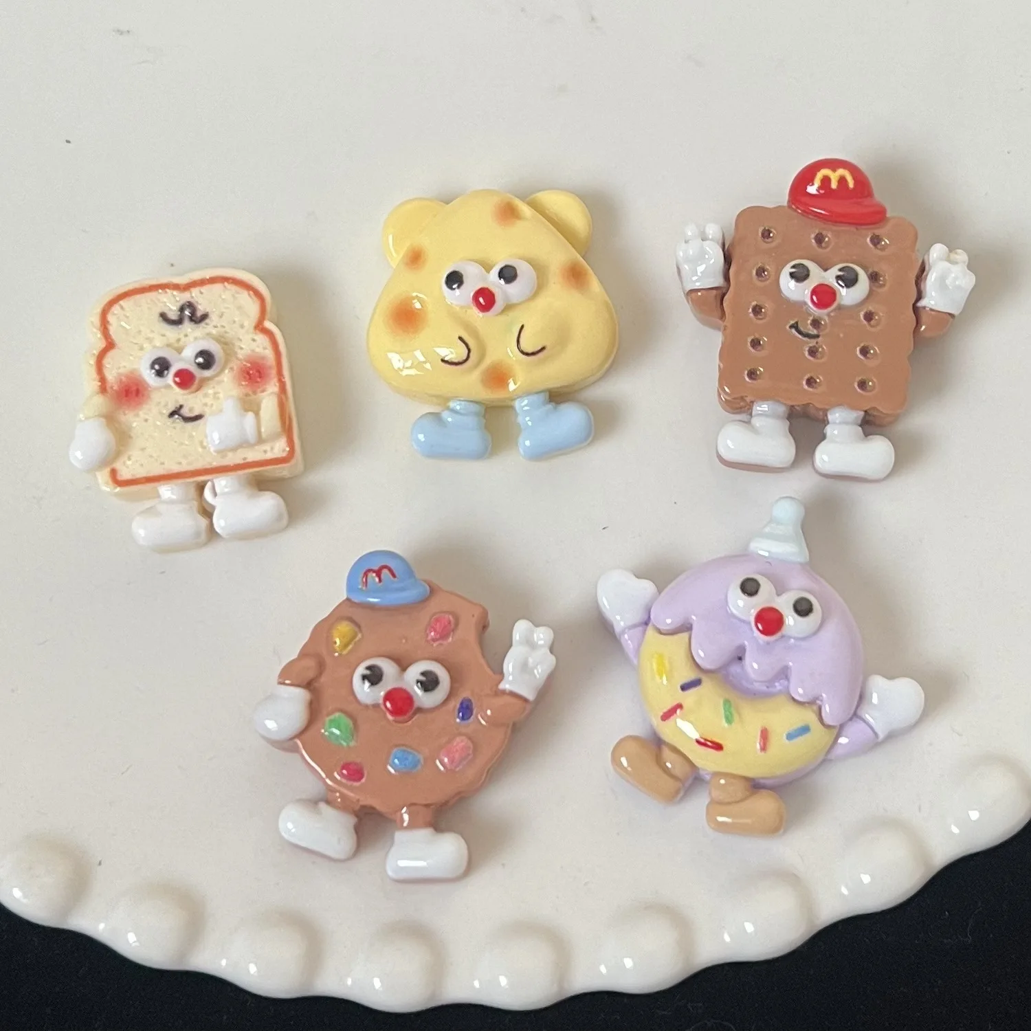 5pcs miniso cute biscuits cartoon series cartoon resin flatback cabochons diy crafts materials jewelry making charms