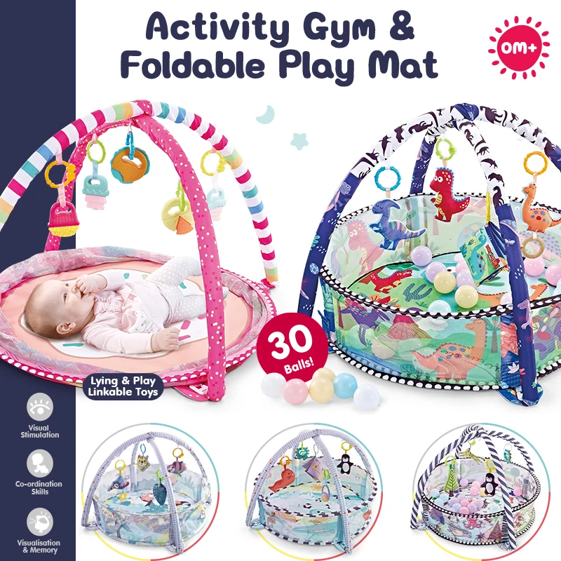 Baby Fitness Game Blanket Round Cartoon Animal Foldable Puzzle Education Blanket Machine washable Easy Clean Baby Fitness Stand