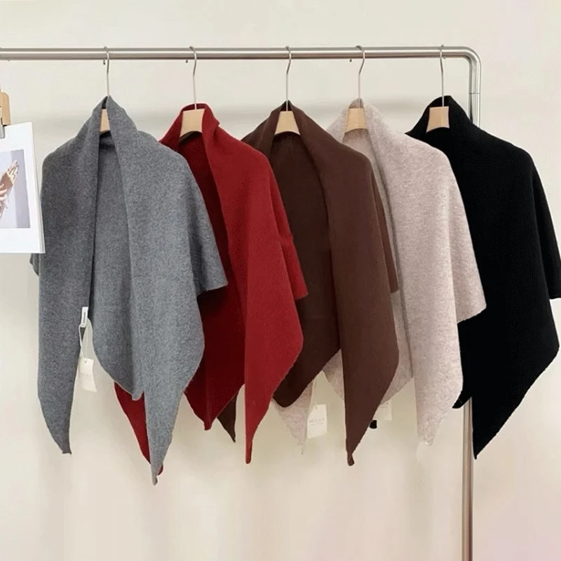 rench Sciarpa a righe vintage avvolgente in misto lana Scialle a triangolo Inverno caldo nappa Accessori moda Donna Lady