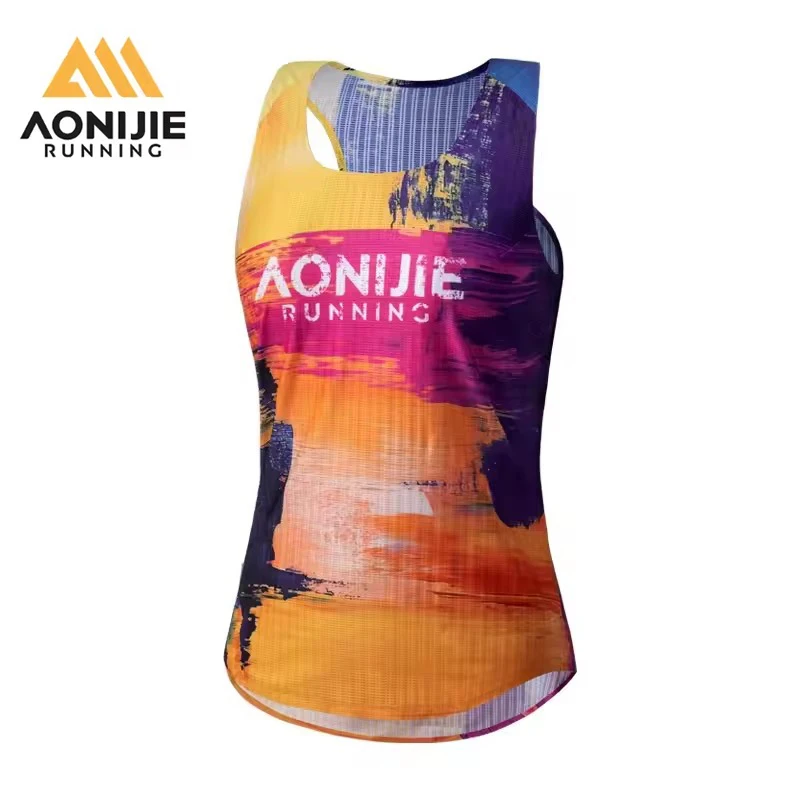 AONIJIE Women's Sports Sleeveless Running Vest Summer Fitness Gym Workout Tank Top Quick Dry Marathon Singlets Running T Shirt