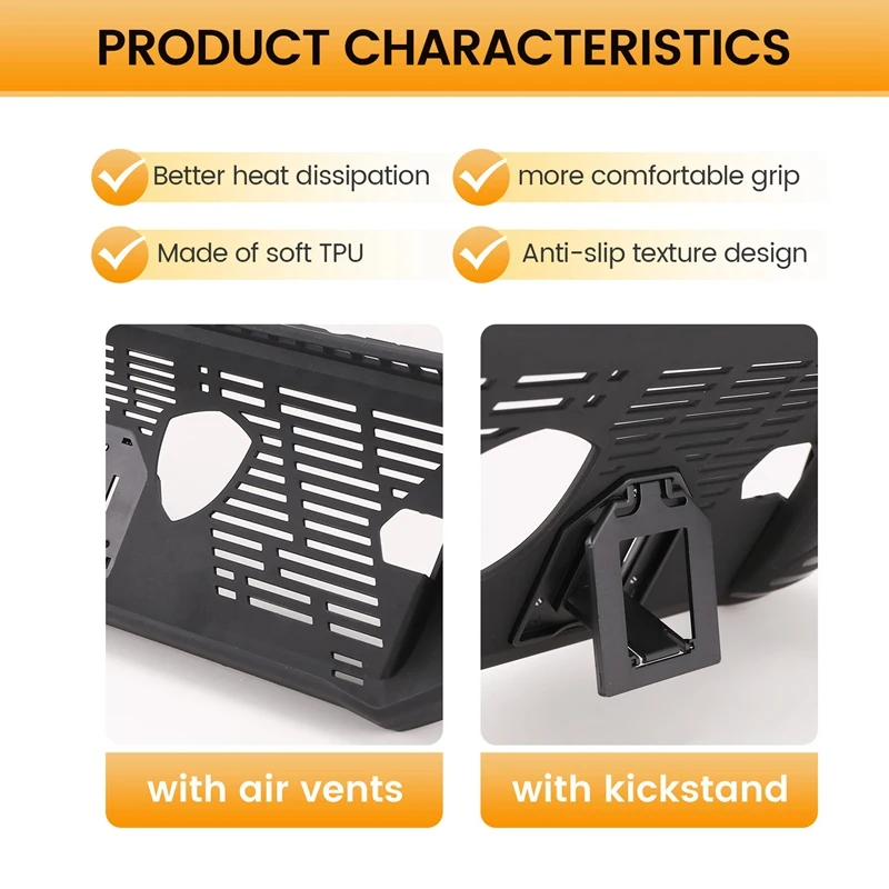 حافظة لوحدة التحكم المحمولة MSI Claw غطاء خلفي ناعم من مادة البولي يوريثان الحراري مقاوم للصدمات مع ملحقات ألعاب بمسند