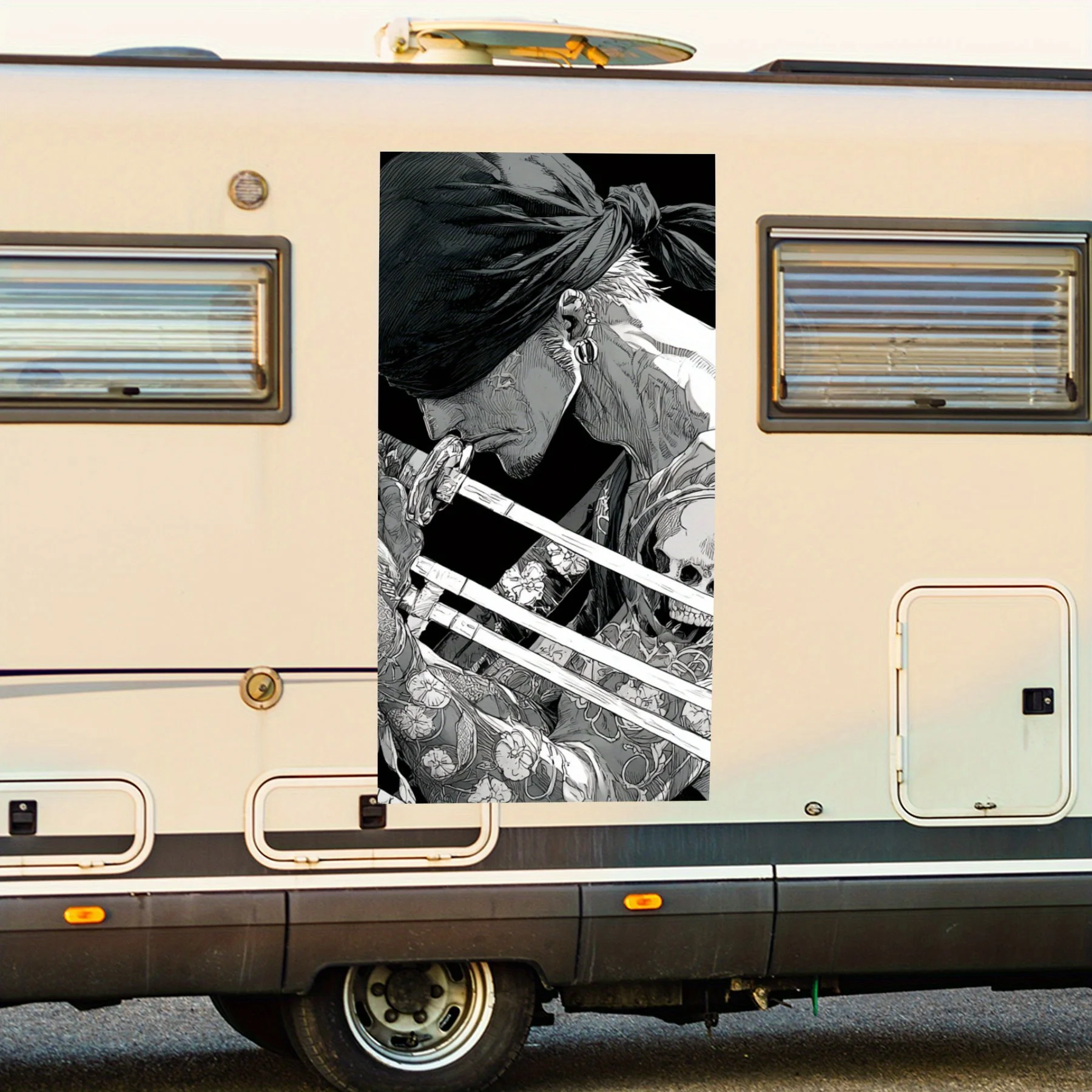 

Фехтовальщик с татуировками, водонепроницаемая виниловая наклейка для стороны автофургона, самоклеящиеся наклейки для украшения и защиты тела автофургона, идеальная предварительность