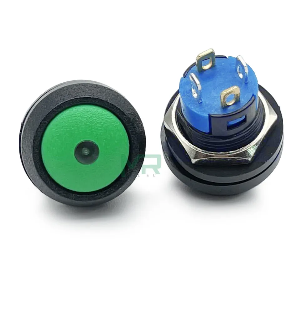 NOWOŚĆ 12mm samoresetujący i samoblokujący 12v kulisty przełącznik przyciskowy Mini LED 4-pinowy wodoodporny okrągły przełącznik z lampą — zdjęcie 4