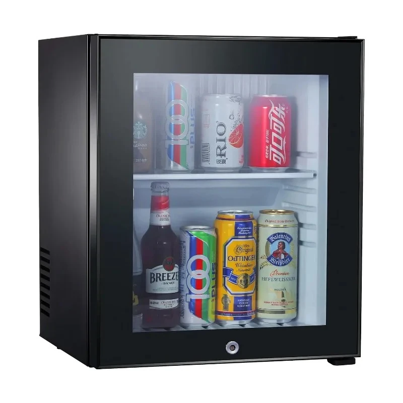 Compact Refrigerator Absorption Glass Door 25L Mini Fridge Hotel Room Bar Mini Fridge
