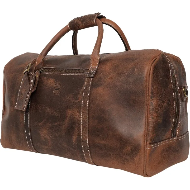 Handmade Leather Travel Duffel Bag - Airplane Underseat Carry On Bags