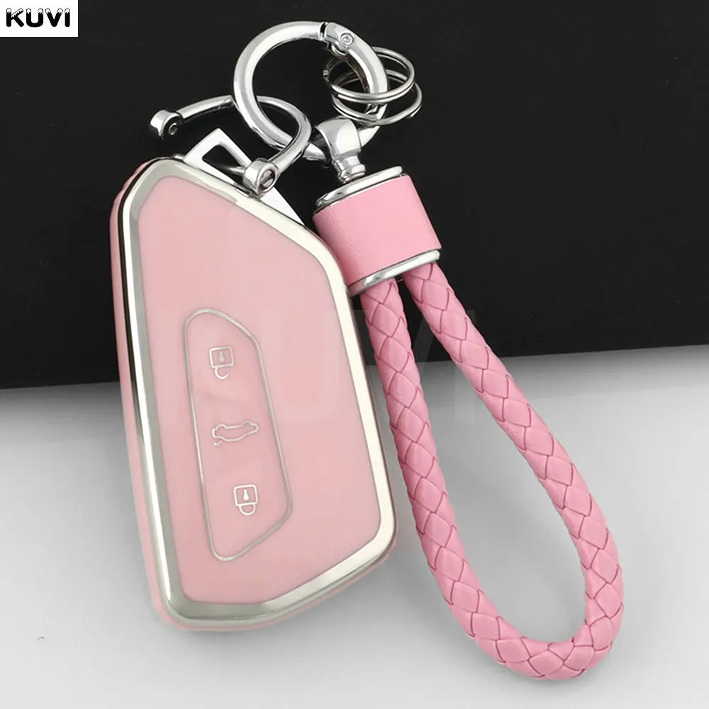 جديد حافظة مفاتيح السيارة من البولي يوريثان غطاء لسيارة Volkswagen VW Golf 8 MK8 ID-4 ID-6 لسكودا اوكتافيا A8 لملحقات سيات ليون FR MK4 Cupra #2