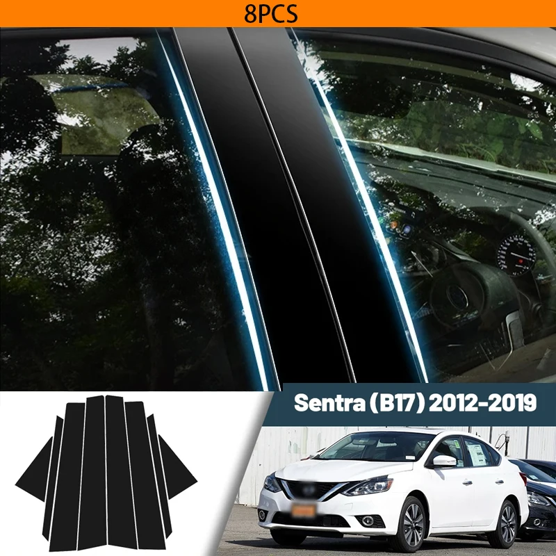Наклейка на двери и окна из черного углеродного волокна для Nissan Sentra B17 (2012-2019)