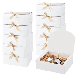 Confezione regalo bianca grande da 3 pezzi con nastro Confezione regalo per matrimonio, damigella d'onore, bomboniere per feste di compleanno, caramelle, biscotti, Natale