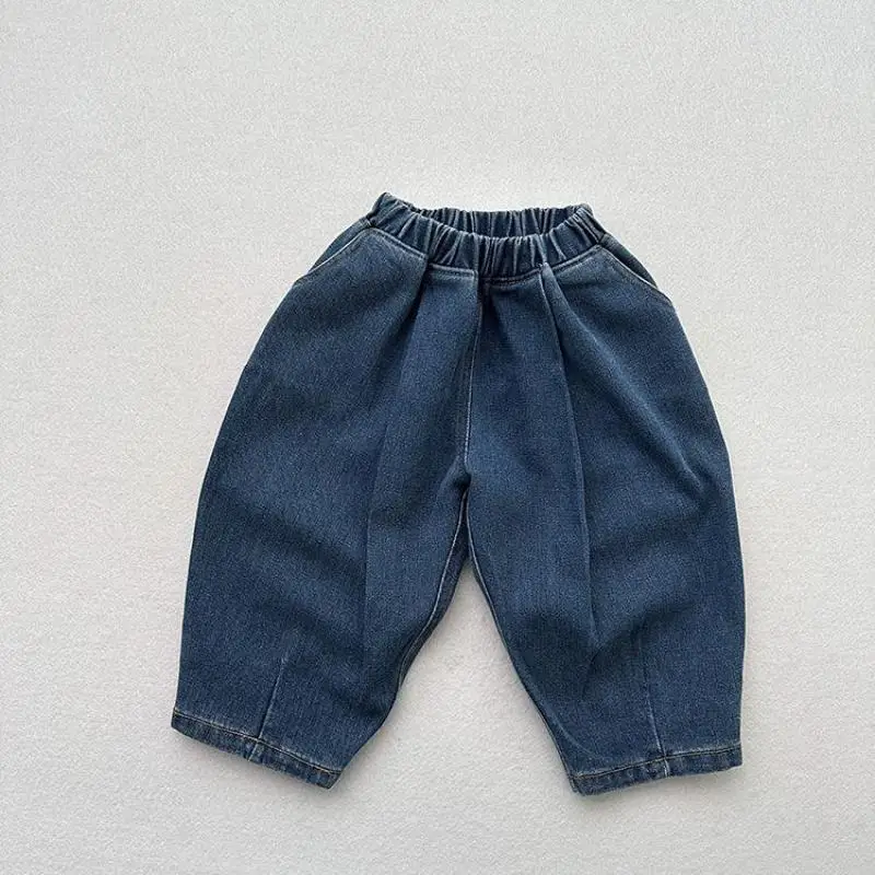 

2025 Autumn New Children Denim Trousers Fashion Girls Casual Pants Kids Boys Loose Jeans Toddler Harem Pants Baby Clothes