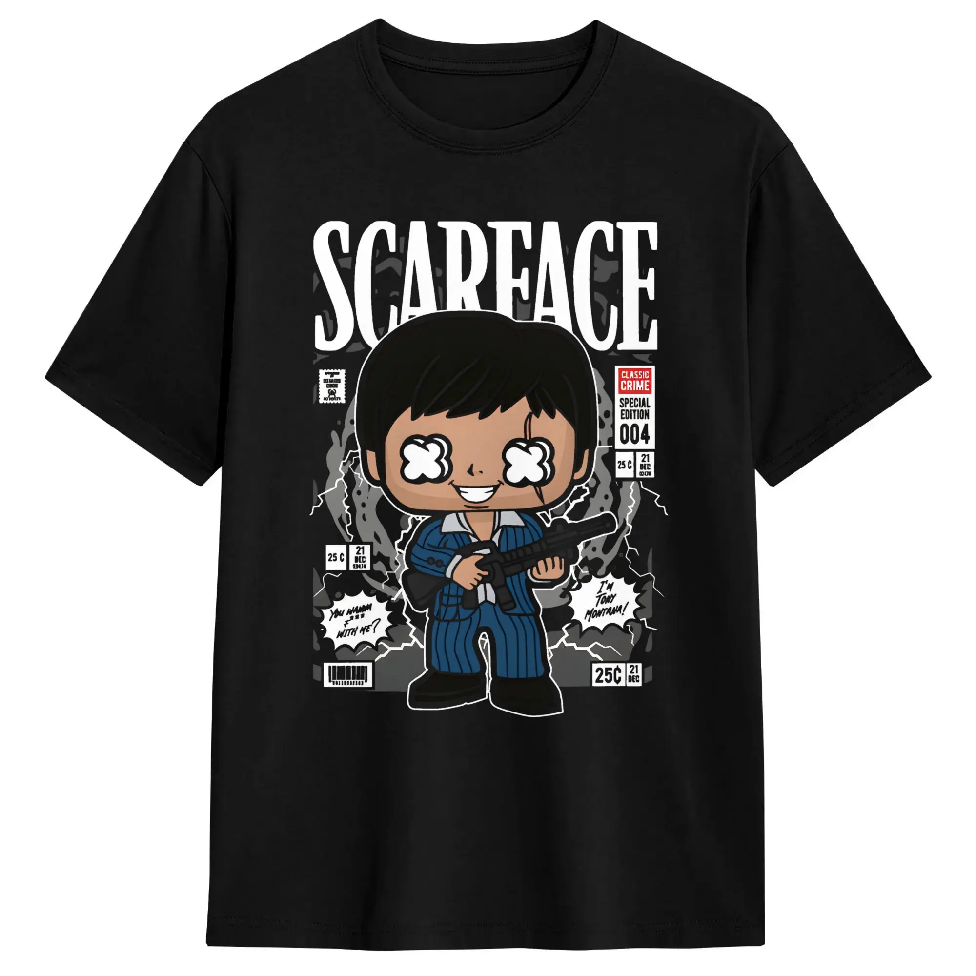 Camiseta Scarface American Crime Film, camiseta de verão para lazer, camiseta para casal, 100 algodão, gola redonda, plus size, roupas de manga curta