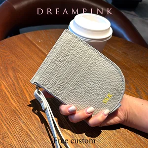 Luxury Design Women Wallet Personalized Initials Card Holder Wristlet Fashion Custom Letter Genuine Leather Female Clutch Purse