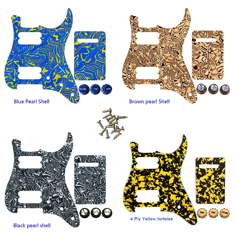 

5pcs Parts - For FD US 72' 11 Screw Hole Standard Strat Player Humbucker HH Guitar Pickguard & Back Plate & Control Knob