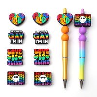 4/8/12Pcs Silicone Beads Vibrant Rainbow Love Designs Focal Beads For Jewelry Making DIY Bracelet Keychain Jewelry Accessories