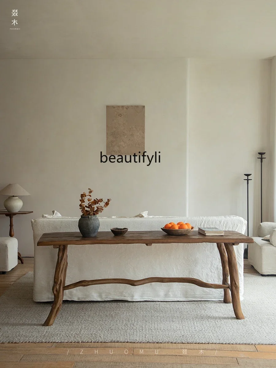 

Q181 Weathered Wood Creative Old Wood Dining Table Old Elm Tea Table Solid Wood Desk a Long Narrow Table Silent Style furniture