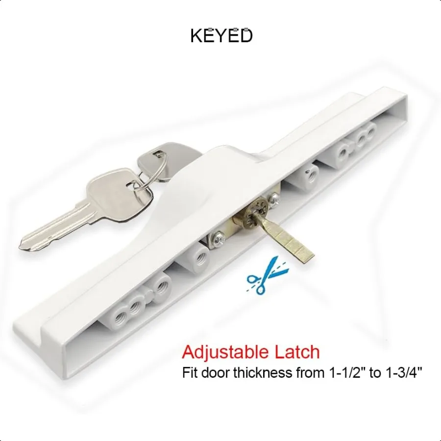 مجموعة مقبض باب الفناء المنزلق للفناء مع أسطوانة مفتاح قفل نقر ومجموعة قفل مقبض خشبي للحارس تناسب الباب السميك من 11 2 بوصة