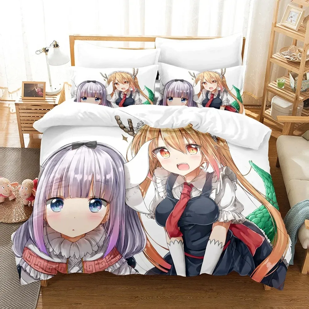 D Printed Miss Kobayashis Dragon Maid Bedding Set Anime Kanna Duvet Cover Double Twin Full Queen King Adult Kids Quilt Cover