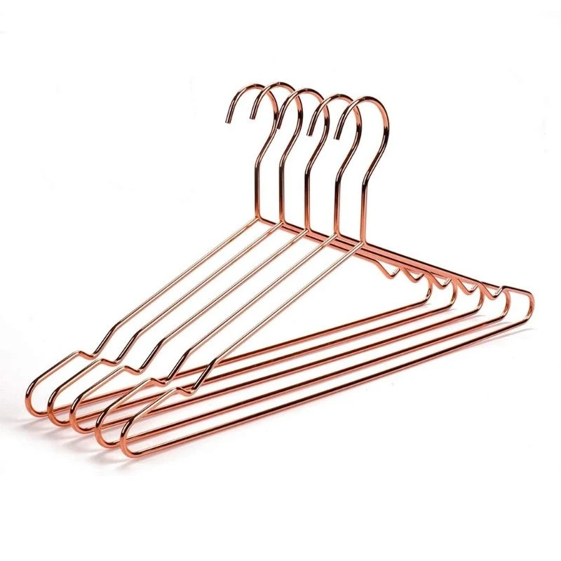 KX4B 10Pcs/Set Nordic Metal Wire Clothes Hanger Stainless Steel Suit Coat Drying Rack Support Hook Non-Slip Notched